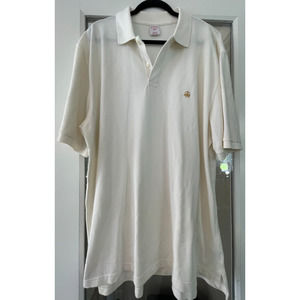 Brooks Brothers Polo Shirt Adult 2XL XXL White Gold Sheep 100% Cotton Mens